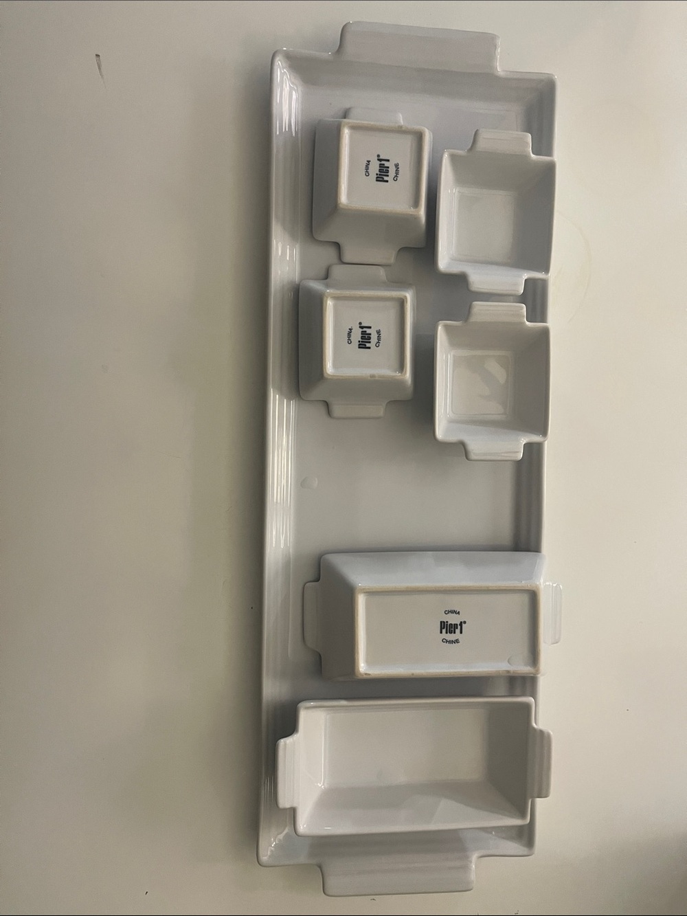 Pier 1 White Ceramic Multi-Compartment Serving Tray